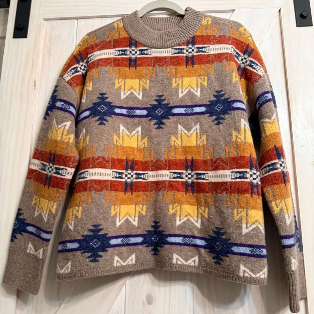 NWT Faherty Artist Goodfeather Desert Earth Fire original design sweater size M